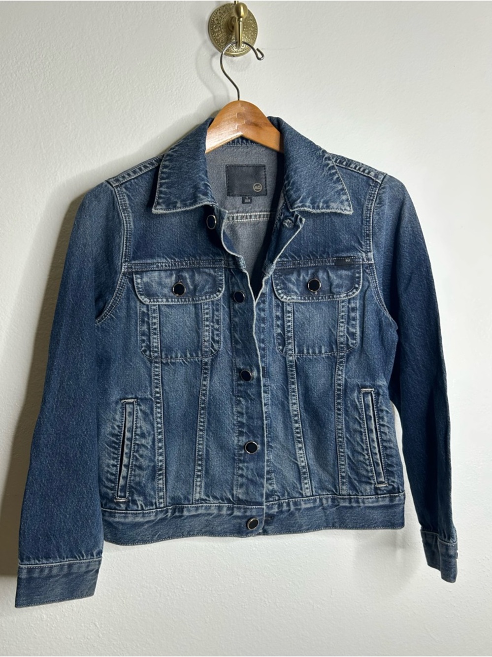 AG Denim 100% Cotton Jean Jacket Black Buttons Oversized